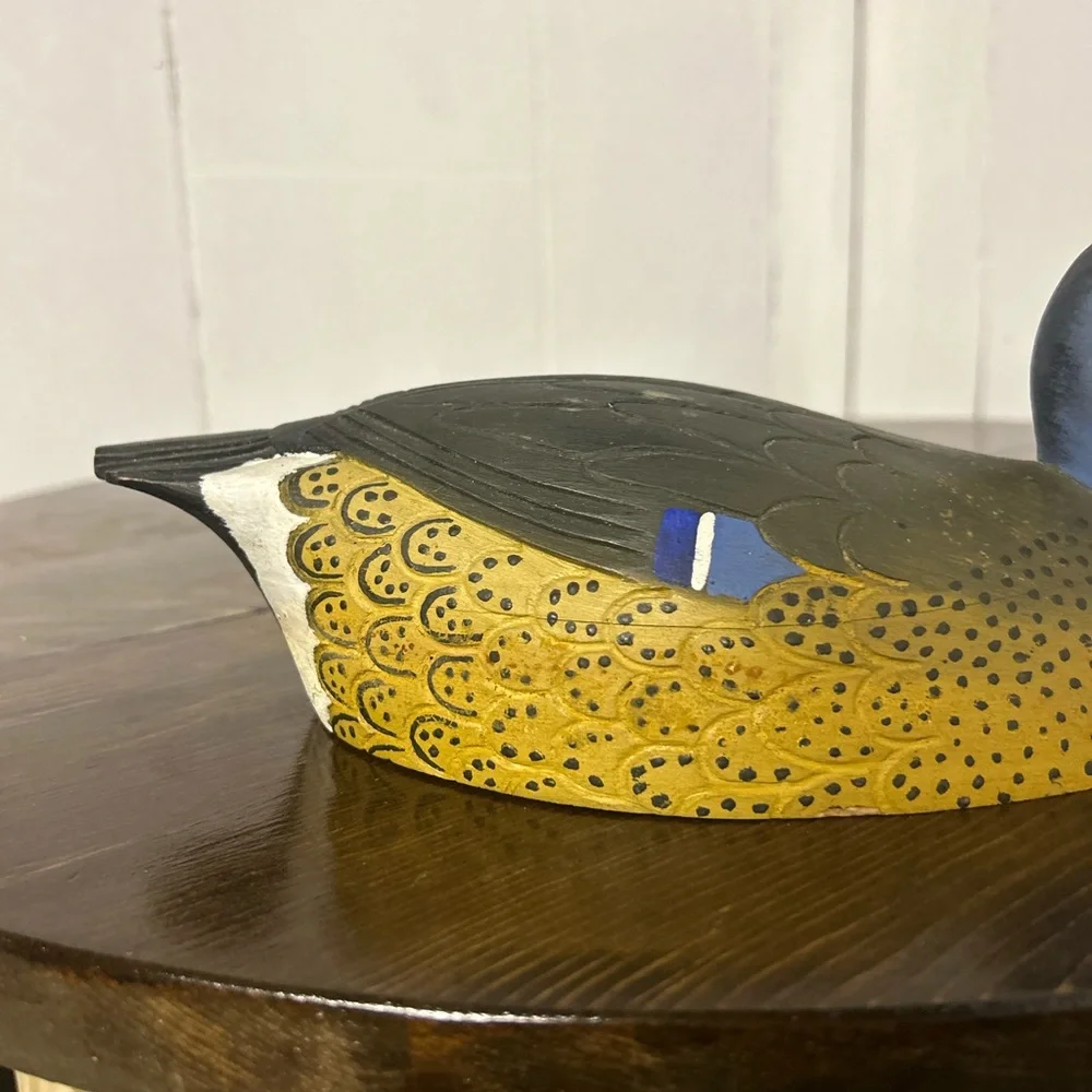 Hand-Painted Blue & Yellow Duck Decoy - Abrand - Picture 2 of 4